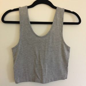 Grey cotton crop tank top